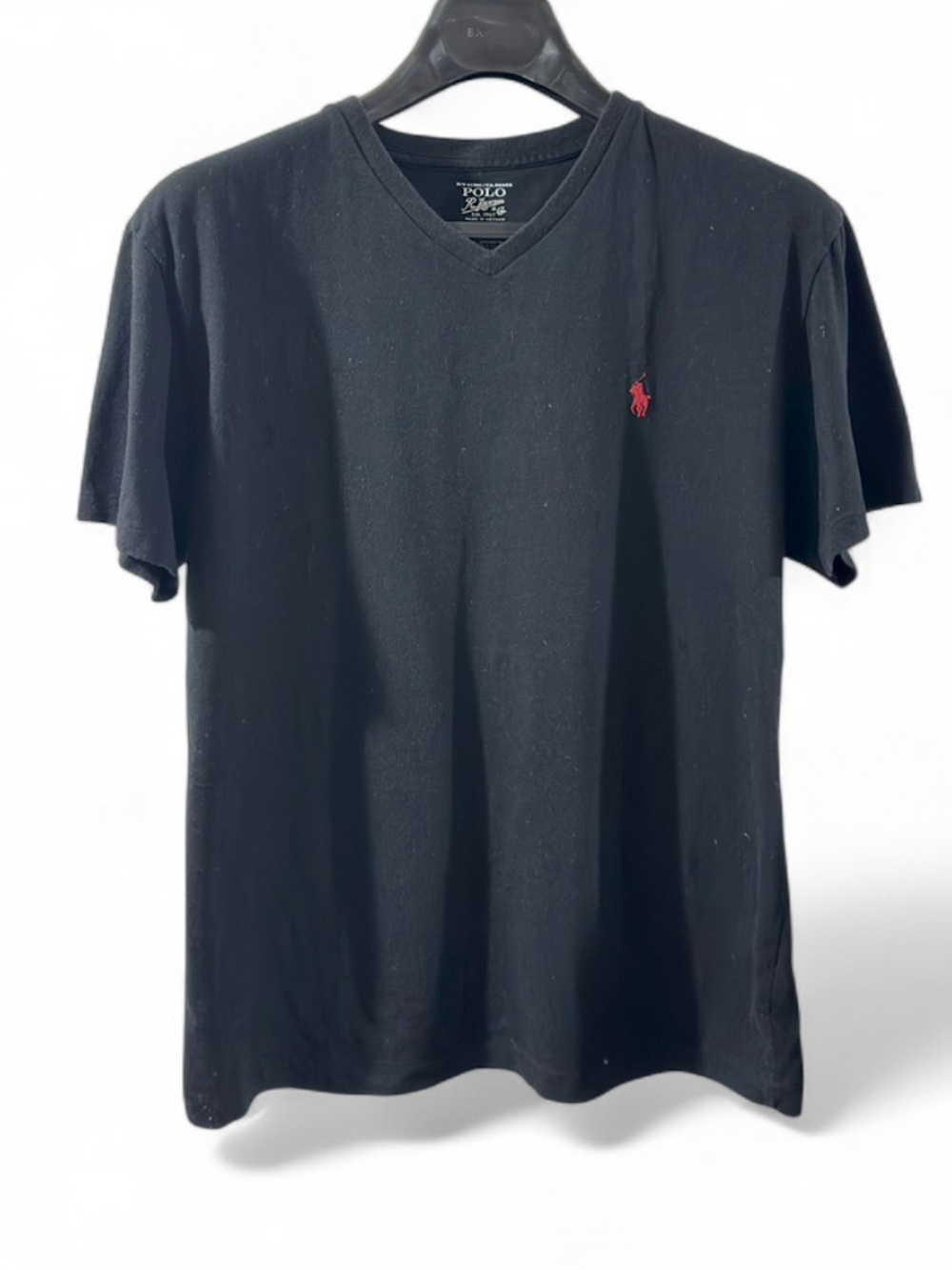 Polo Ralph Lauren Black w/ Red Logo V-neck T-shirt Size Men’s Medium